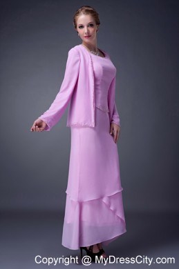 Scoop Neck Beading Layers Chiffon Mothers Dresses with Jacket