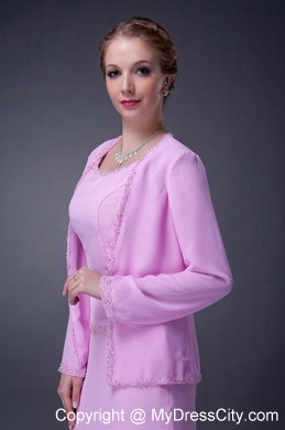 Scoop Neck Beading Layers Chiffon Mothers Dresses with Jacket