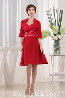 Sweetheart Beading Chiffon Bolero Wine Red Mother Of The Bride Dress