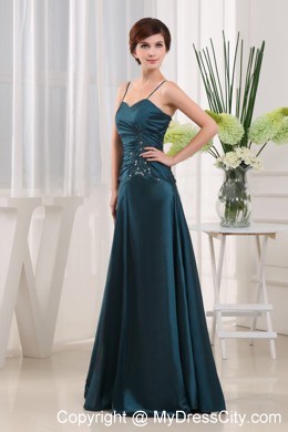 Appliques Straps Taffeta Teal Floor-length Jacket Mother Bride Dress