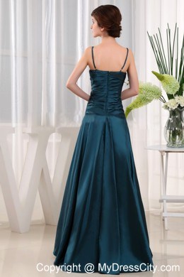 Appliques Straps Taffeta Teal Floor-length Jacket Mother Bride Dress