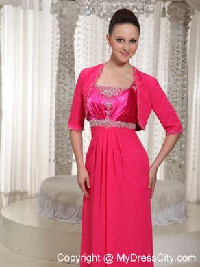 Chiffon Spaghetti Straps Beading Mother Of The Bride Dress Has Jacket