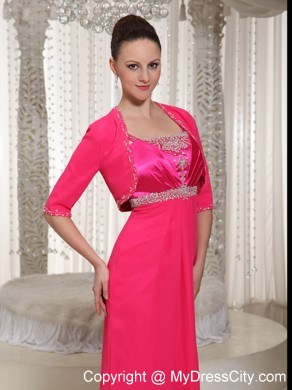 Chiffon Spaghetti Straps Beading Mother Of The Bride Dress Has Jacket