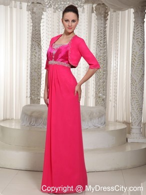 Chiffon Spaghetti Straps Beading Mother Of The Bride Dress Has Jacket