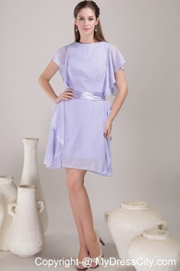 Bateau Neck Sash Butterfly Sleeves Chiffon Mother Of The Bride Dress