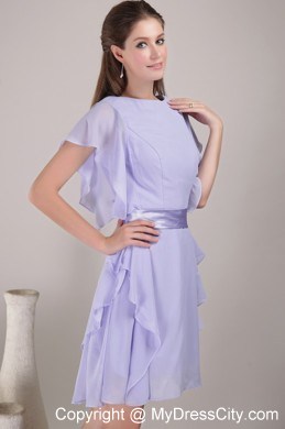 Bateau Neck Sash Butterfly Sleeves Chiffon Mother Of The Bride Dress