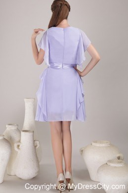 Bateau Neck Sash Butterfly Sleeves Chiffon Mother Of The Bride Dress