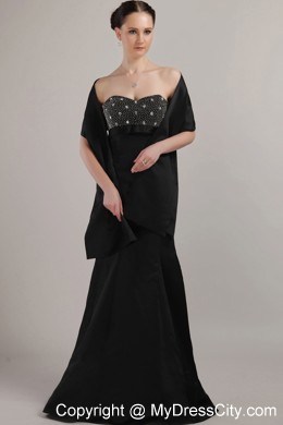 Black Sweetheart Beaded Mother of the Groom Dress with Sweep Train and Wraps