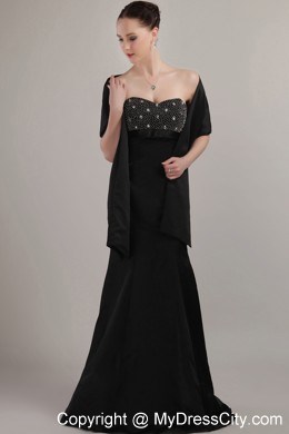 Black Sweetheart Beaded Mother of the Groom Dress with Sweep Train and Wraps