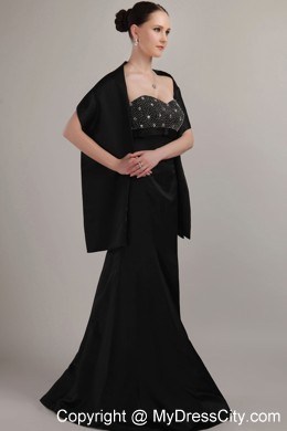 Black Sweetheart Beaded Mother of the Groom Dress with Sweep Train and Wraps