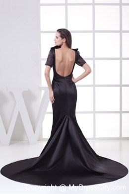 High-neck Backout Mermaid Chapel Train Mother of the Bride Dress