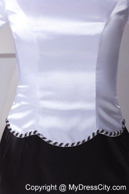 Black and White Beading Scoop Short Sleeves Wedding Outfits for Groom Mothers