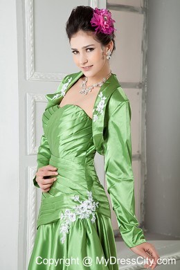 Ankle-length Ruching and Appliques Mother of the Bride Dress with Jacket