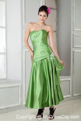 Ankle-length Ruching and Appliques Mother of the Bride Dress with Jacket