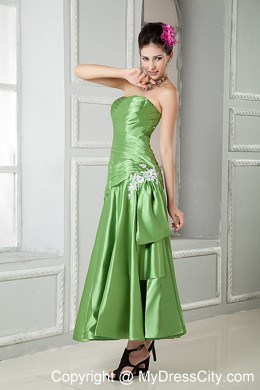 Ankle-length Ruching and Appliques Mother of the Bride Dress with Jacket