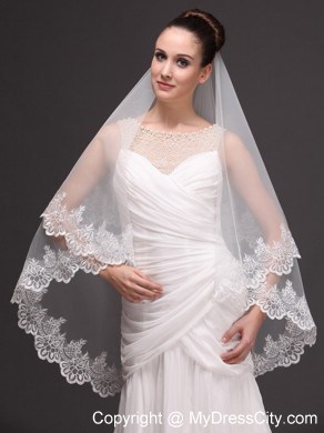 Two-tier Tulle With Lace Appliques Bridal Veil