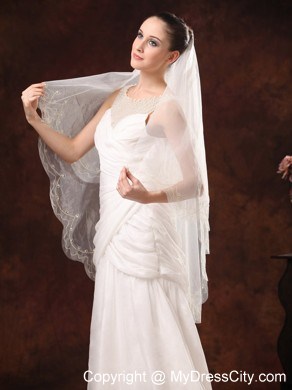 One-Tier Embroidery Tulle Graceful Wedding Veils