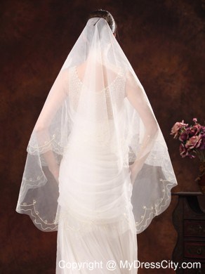 One-Tier Embroidery Tulle Graceful Wedding Veils