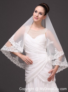 Two-tier Tulle With Appliques Elbow Length Veil