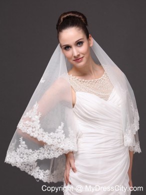 Two-tier Tulle With Appliques Elbow Length Veil