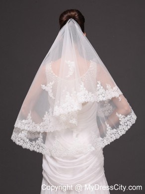 Two-tier Tulle With Appliques Elbow Length Veil