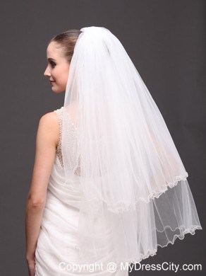 Two-tier Tulle White Ribbon Edge For Bridal Veil