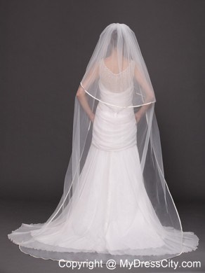 Two-tier Tulle White Chapel-length Bridal Veils