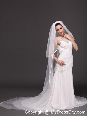 Two-tier Tulle White Chapel-length Bridal Veils