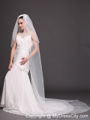 Two-tier Tulle White Chapel-length Bridal Veils