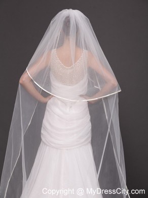 Two-tier Tulle White Chapel-length Bridal Veils