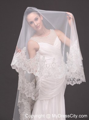 Two-tier Tulle Wedding Veil With Appliques Decorate