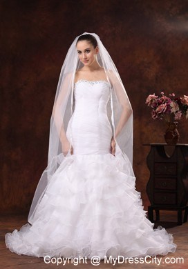 Classical White Organza Veil For Wedding