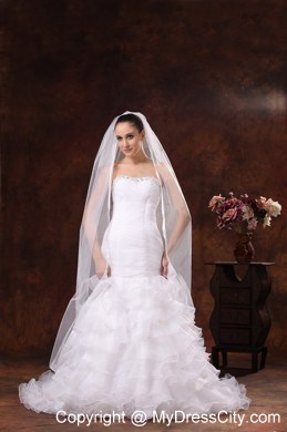 Classical White Organza Veil For Wedding