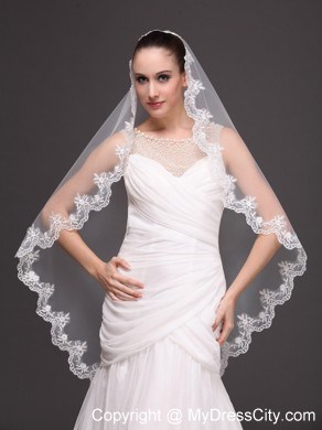 Hot Selling Tulle With Appliques One-tier Wedding Veil