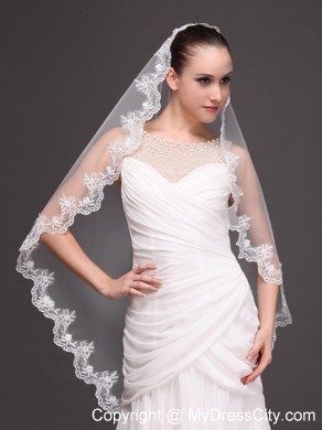 Hot Selling Tulle With Appliques One-tier Wedding Veil