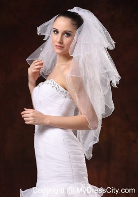 Four-tier Elbow Wedding Veil With Pencil Edge