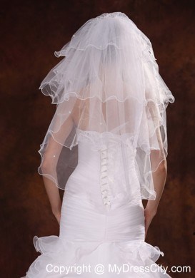 Four-tier Elbow Wedding Veil With Pencil Edge