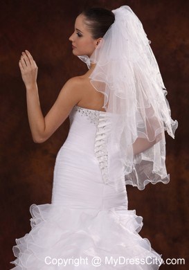 Four-tier Elbow Wedding Veil With Pencil Edge