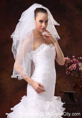 Four-tier Elbow Wedding Veil With Pencil Edge