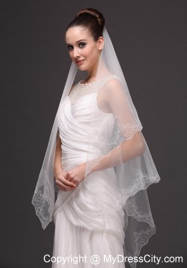 Lace Appliques Tulle Fashionable Bridal Veils For Wedding