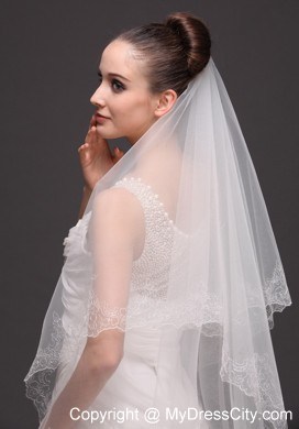 Lace Appliques Tulle Fashionable Bridal Veils For Wedding