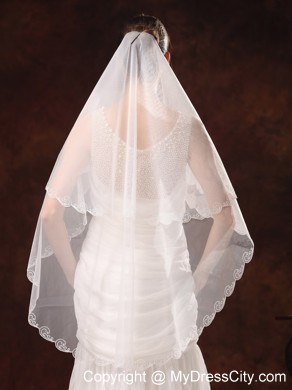 Two-tier Tulle With Embroidery For Graceful Wedding