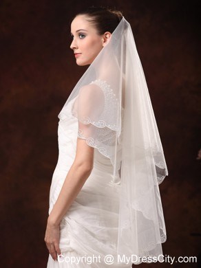 Two-tier Tulle With Embroidery For Graceful Wedding