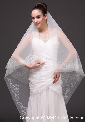 Beading Classic Tulle Bridal Veil For Wedding