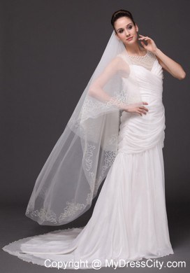 Beading Classic Tulle Bridal Veil For Wedding