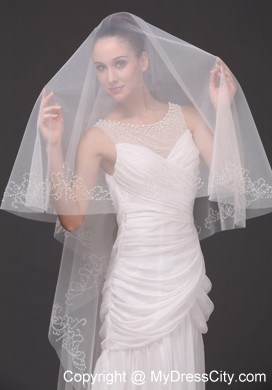 Beading Classic Tulle Bridal Veil For Wedding