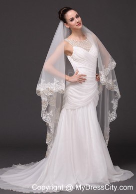 Lace Appliques Tulle Bridal Veils For Wedding