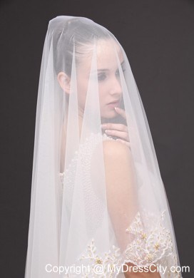 Lace Appliques Tulle Bridal Veils For Wedding