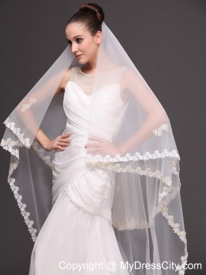 Two-tier Lace For Bridal Veil For Wedding