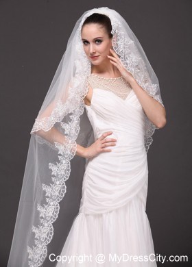 Bridal Veils For Wedding With Two-tier Lace